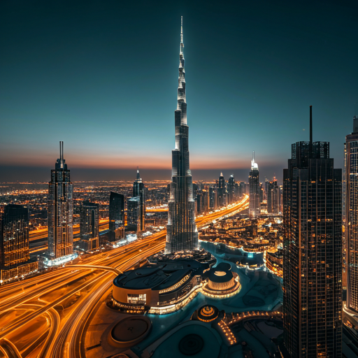 Dubai UAE skyline at sunset