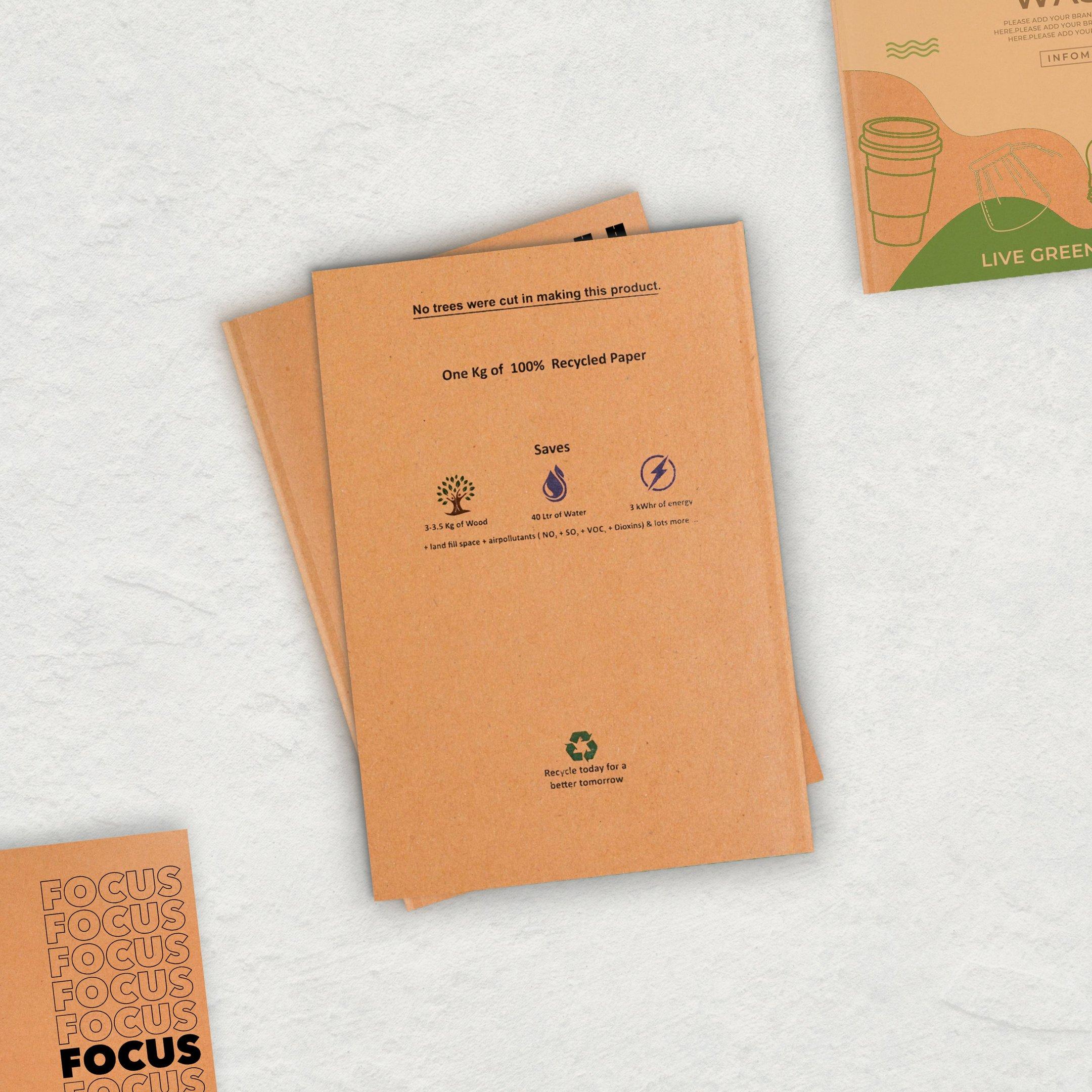 Kraft cover notebooks with recycled pages